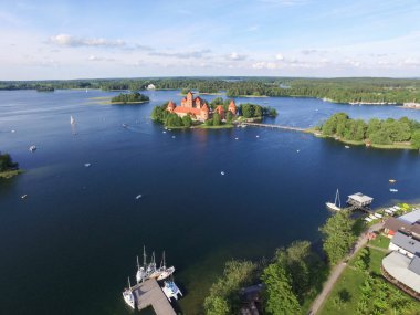 Trakai, Litvanya Trakai ada kale. Havadan görünümü.