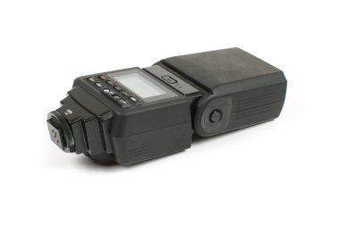 Speedligh beyaz arka plan üzerinde izole Dslr fotoğraf makineleri için