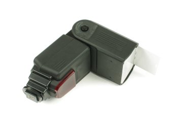 Speedligh beyaz arka plan üzerinde izole Dslr fotoğraf makineleri için