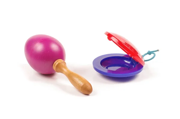 Çocuk rattle ve kastanyet — Stok fotoğraf