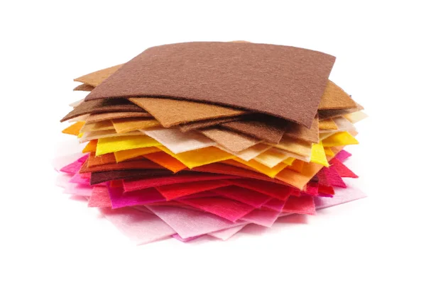 Campioni di feltro quadrato di vari colori per il design tessile — Foto Stock