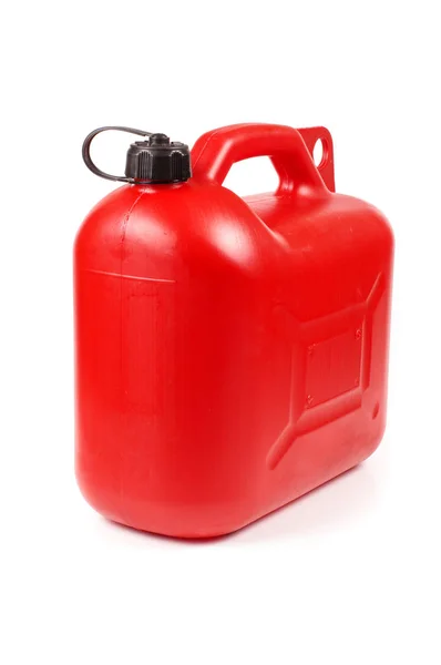 Kırmızı plastik benzin teneke kutu — Stok fotoğraf