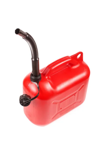 Recipiente de gasolina de plástico vermelho — Fotografia de Stock