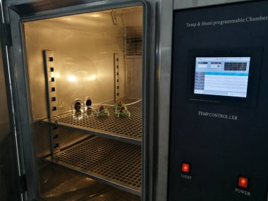 Thermal and humidity chamber for products testing clipart