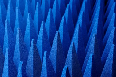 Blue soft hybrid pyramidal microwave and radio frequency absorbers close up clipart