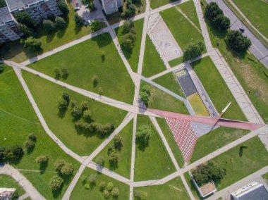 Litvanya 'nın Kaunas kentindeki Cecenija Meydanı' nın soyut şehir manzarası