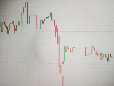 Ticari bilgisayar LCD ekranında finans piyasası mumları dalgalanmaları