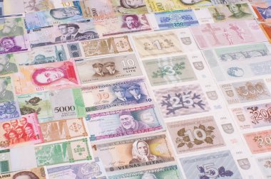 Çeşitli banknotların hobi koleksiyonu