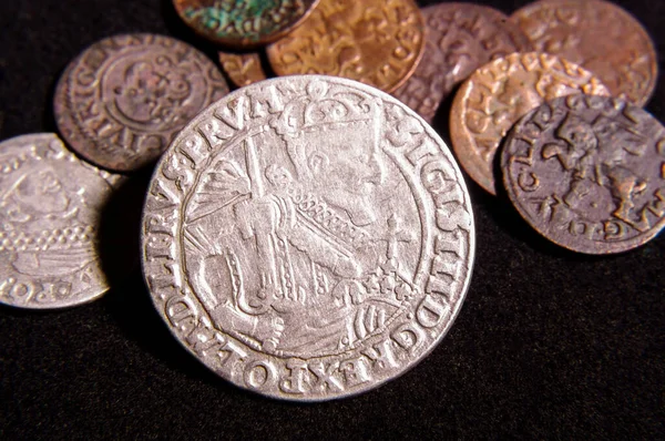 Antiguo Gran Ducado Lituania Ldk Mdl Monedas Ort Grosh Sólidos —  Fotos de Stock