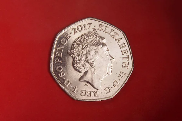 Mince Věnované Beatrix Potter Příběh Peter Rabit Pence Izolované Červeném — Stock fotografie