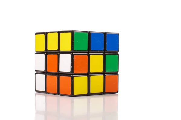 Mais Popular Brinquedo Cubo Rubik Isolado Fundo Branco — Fotografia de Stock