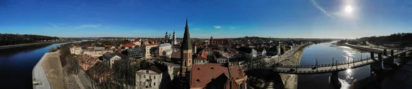 Widok Lotu Ptaka Centrum Kowna Wielki Kościół Witolda Litwie — Zdjęcie stockowe