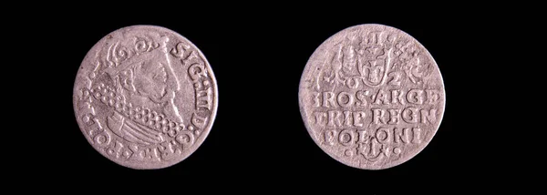 Великое Княжество Литовское Ldk Серебро Три Groschen Монет Отвращение Обратный — стоковое фото