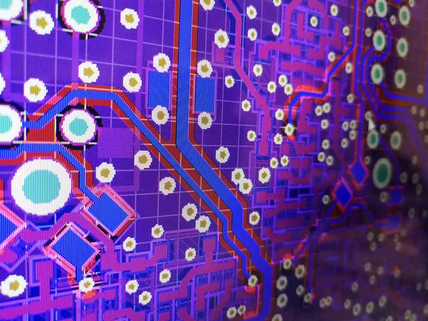 Pcb 레이아웃 라우팅 프로세스에 컴퓨터 소프트웨어 — 스톡 사진