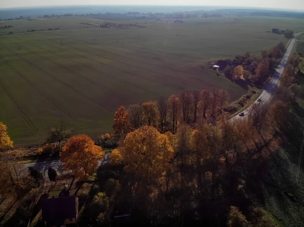 Вид Літака Прекрасного Осіннього Краєвиду Литви — стокове фото