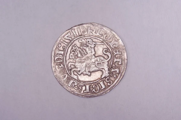 Antiguo Gran Ducado Lituania Moneda Cobre Semi Grosz Pusgrasis Aislado —  Fotos de Stock