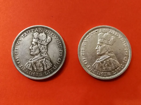 Литовская Коллекция Монет Номиналом Литов — стоковое фото