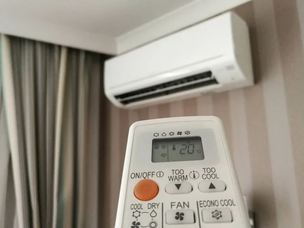 Remote Control Setting Temperature Air Conditioner Wall — Stock Photo, Image