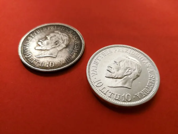 Litevská Litasová Sbírka Původní Mince Čínská Replika — Stock fotografie