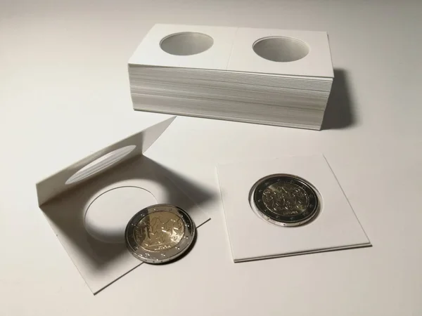 Soporte Moneda Profesional Para Numismática Aislada Sobre Fondo Blanco — Foto de Stock