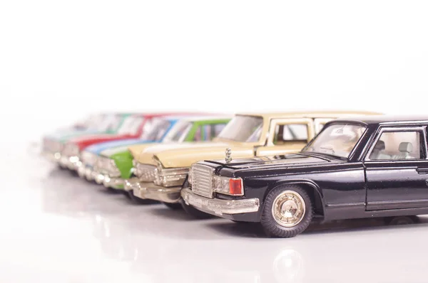 Sammlung Von Oldtimer Automodellen Aus Druckguss Isoliert Auf Weißem Hintergrund — Stockfoto
