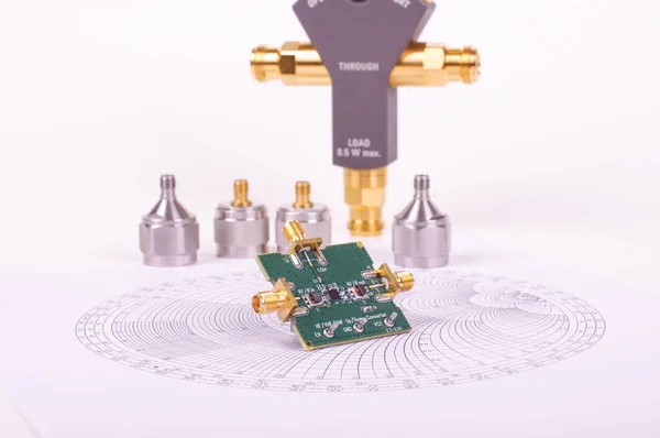 Radio Frequency Mixer Printed Circuit Board Front Smith Chart Other — Stock fotografie