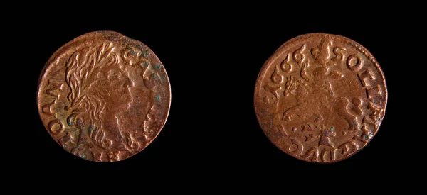 Grand Duchy Lithuania Ldk Johann Casimir Solidus Coin Averse Reverse — Stock Photo, Image