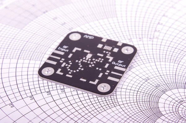 Black Unassembled Radio Frequency Printed Circuit Board Pcb Smith Chart — Stock Photo, Image