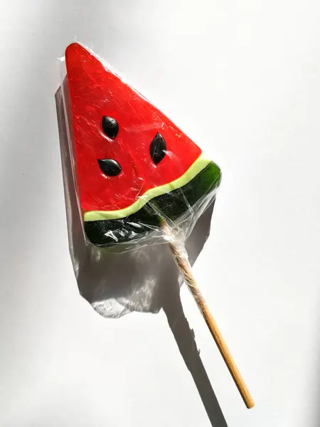 Watermelon Forma Pirulito Doce Artesanato Caramelo — Fotografia de Stock