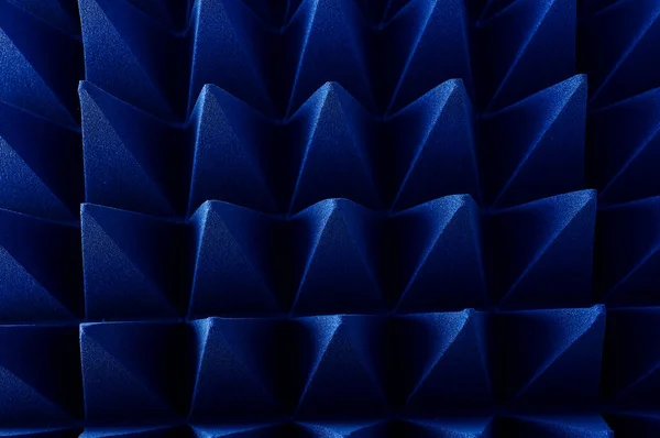 Modré Měkké Hybridní Pyramidní Mikrovlnné Radiofrekvenční Absorbéry Zblízka — Stock fotografie