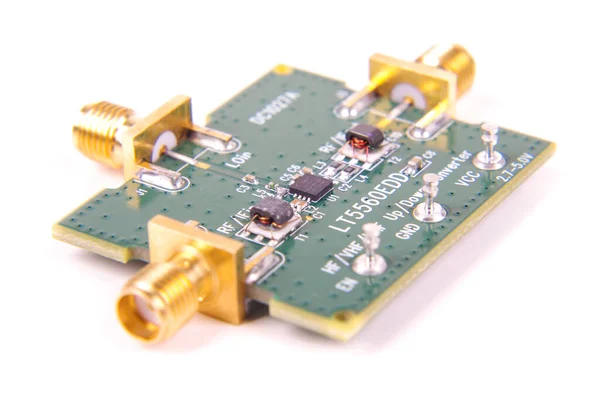 Evaluación Del Mezclador Microondas Radiofrecuencia Tablero Circuito Impreso Aislado Fondo — Foto de Stock