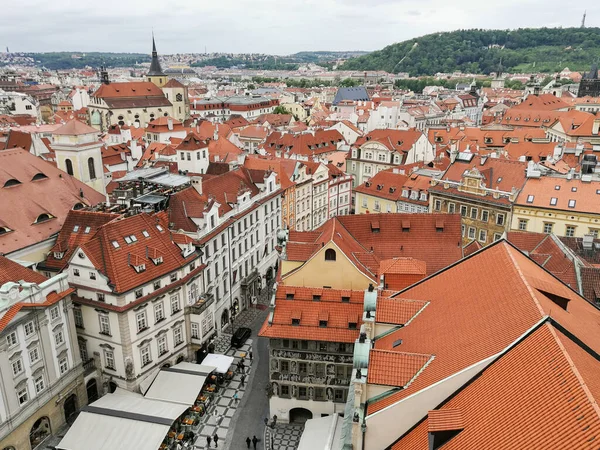 Çek Cumhuriyeti Nin Prag Kentindeki Eski Binaların Yukarıdan Görüntüsü — Stok fotoğraf