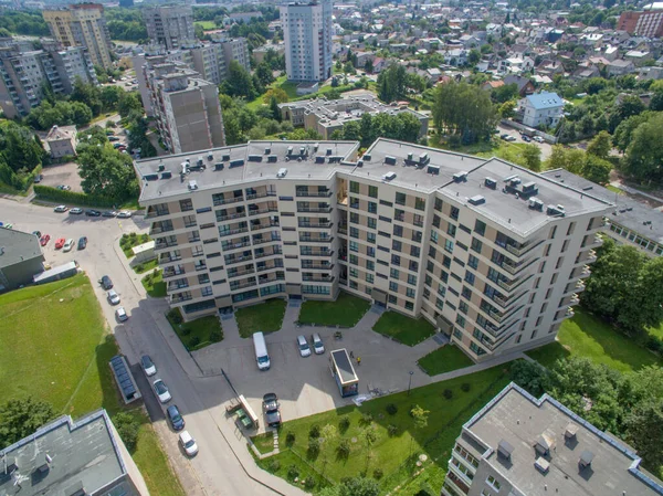 Uitzicht Een Drone Vanuit Lucht Een Modern Huis Wijk Eiguliai Stockfoto