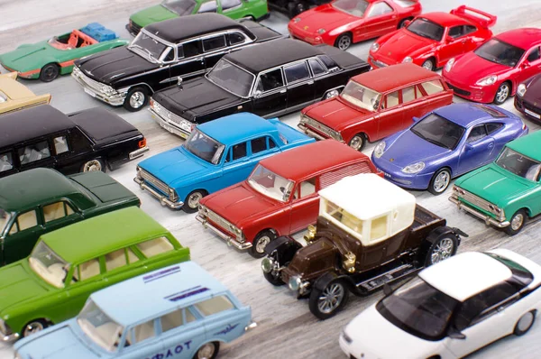 Hobby Collectie Van Verouderde Die Cast Auto Modellen Rechtenvrije Stockafbeeldingen