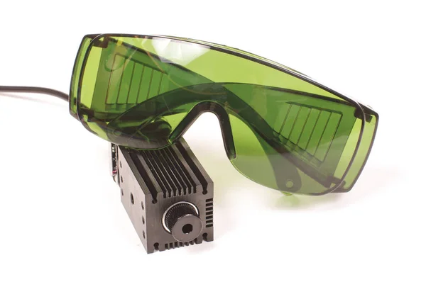 Safety Green Glasses Protection Laser Radiation High Power Laser Isolated — Stock Photo, Image