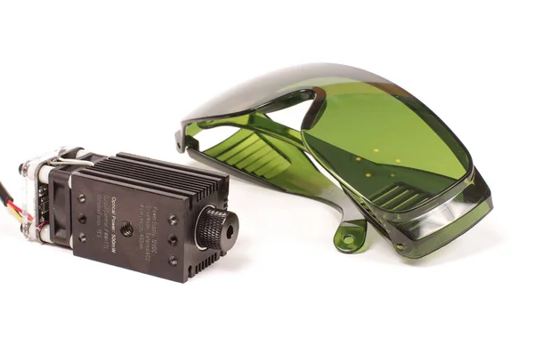 Veiligheidsbril Voor Bescherming Tegen Laserstraling Krachtige Laser Geïsoleerd Witte Achtergrond — Stockfoto
