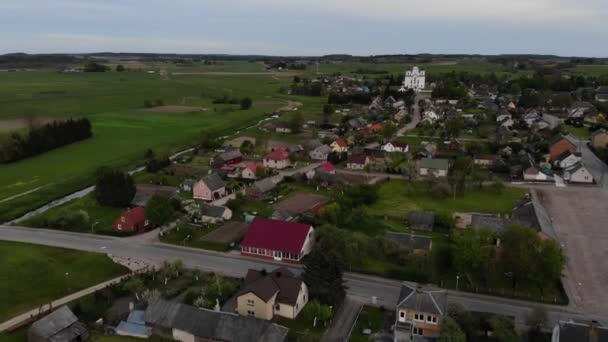 Widok Lotu Ptaka Koledż Kraziai Mieście Kraziai Samogetii Litwa — Wideo stockowe