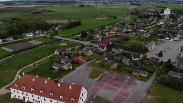 Vista Aérea Colégio Kraziai Cidade Kraziai Samogetia Lituânia — Vídeo de Stock