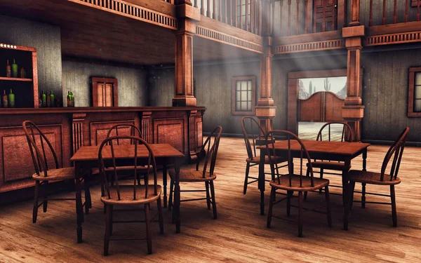 Drewniane saloon dziki zachód — Zdjęcie stockowe