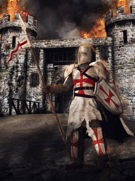 Medieval knight and castle