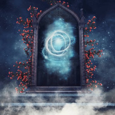 Fantasy portal with roses clipart