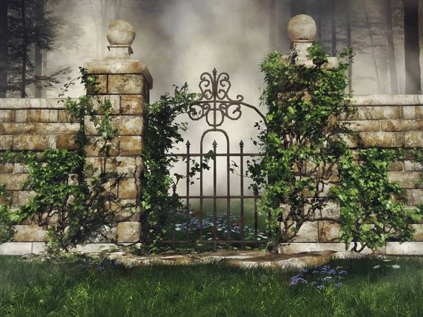 Gate with green vines — Stock Photo, Image