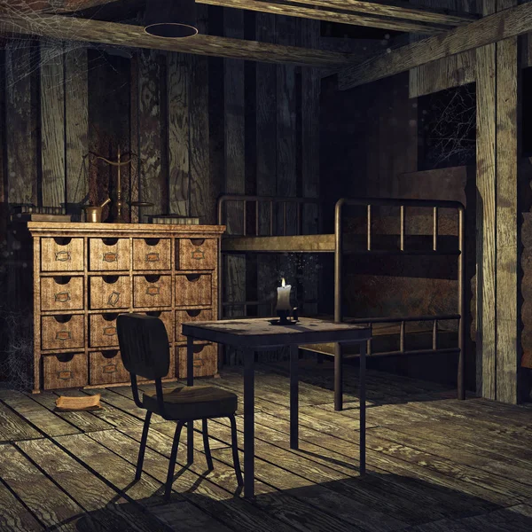 Altes verlassenes Schlafzimmer — Stockfoto