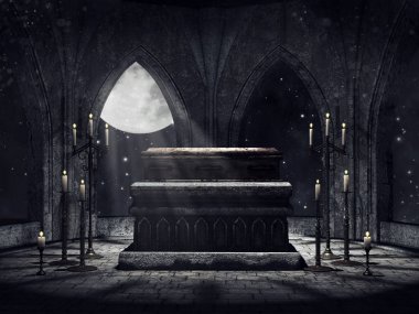 Vampire crypt with candles clipart