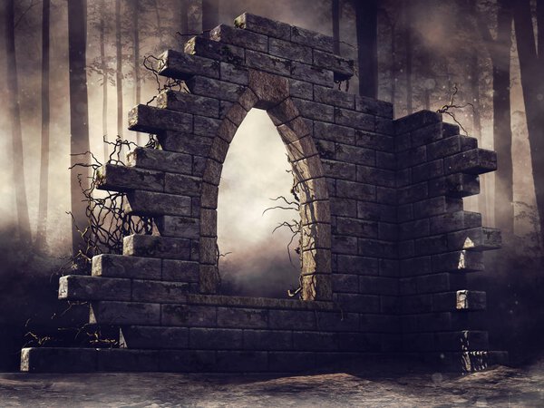 Ruined wall in the woods