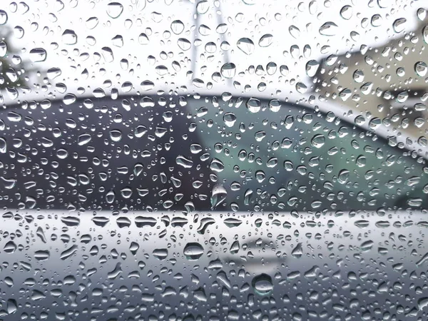 Rain Drops Car Glass Rainy Weather Car Background — Stock Photo, Image