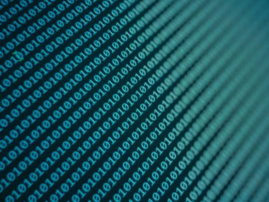 mavi ikili kod arka planı. Programlama ve hesaplama kavramı.