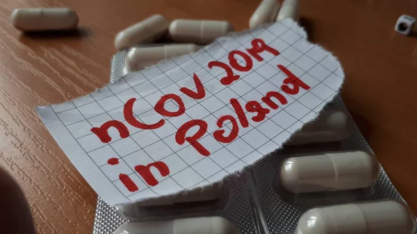 Coronavirus Poland China Coronavirus Concept Letter Tablets Medicine Mers Cov — 스톡 사진