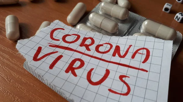 China Coronavirus Концептуальна Літера Таблетками Ліками Мерс Ков Синдром Дихання — стокове фото