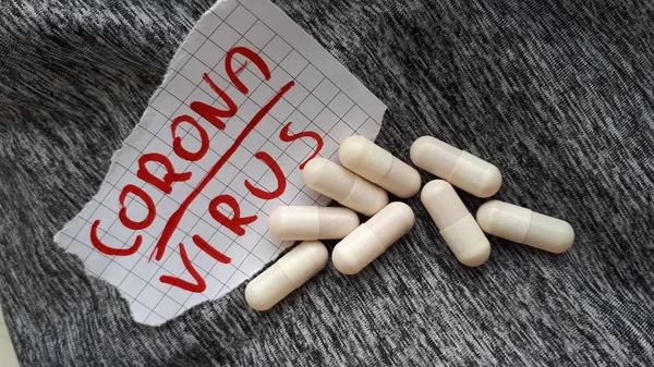 Čína Koronavirus Koncept Dopis Tabletami Léky Mers Cov Středovýchodní Respirační — Stock fotografie